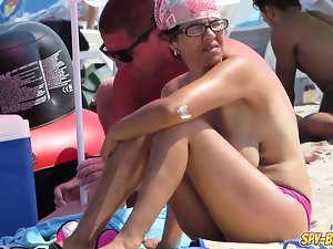 Amateur Voyeur Sexy MILFs - Spy Beach Big Boobs Topless