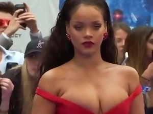 Rihanna showing hot epic cleavage at the Valerian premiere. 