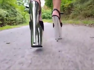 Walking With Extreme Plateau High Heels