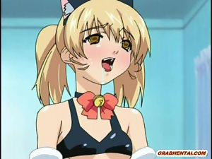 Bondage anime with muzzle threesome fucked
