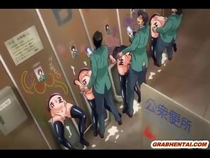 Busty hentai coeds group gangbang in the class