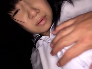 Petite japanese schoolgirl pussyfucked in van