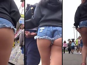 ASIAN ASS CHEEKS HANGING OUT OF SHORTS