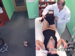 Doctor looks pussy to dark haired patient